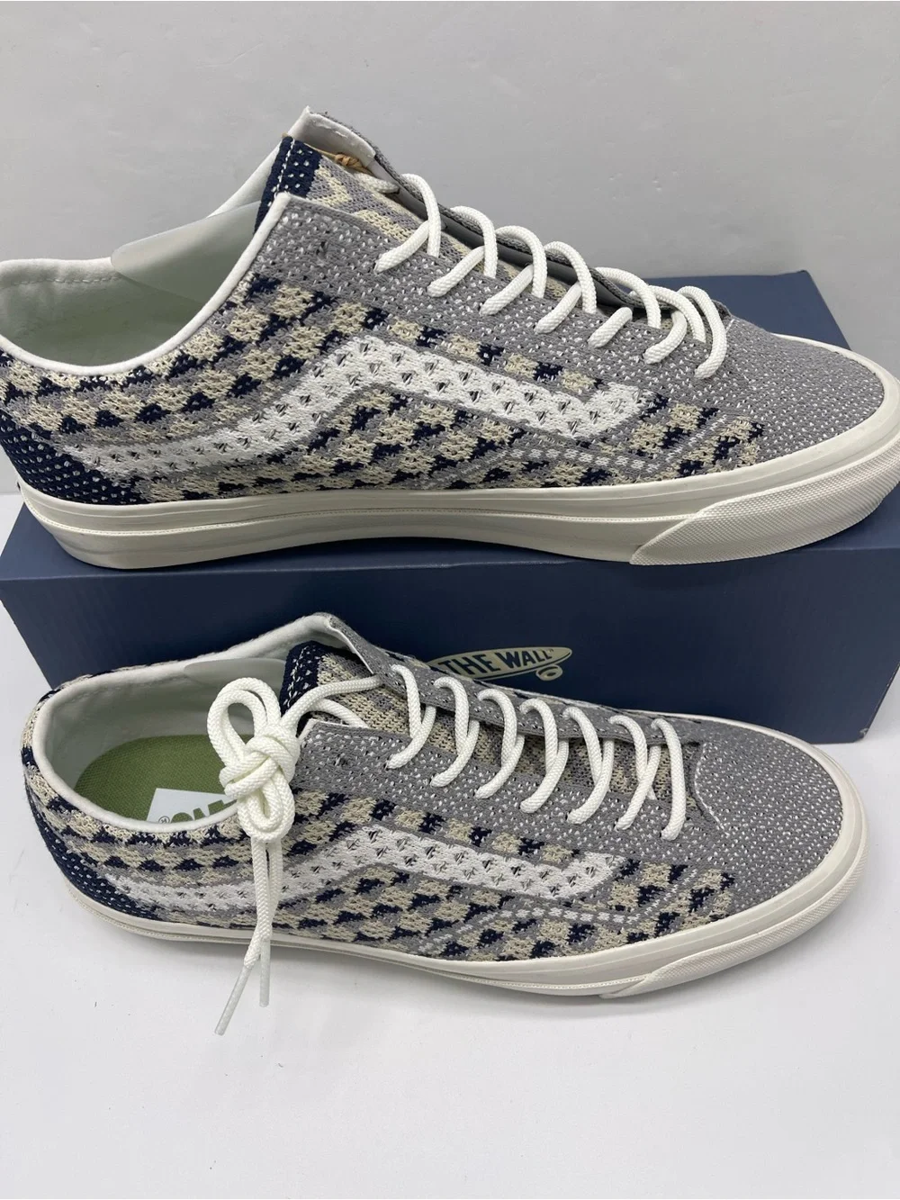 Vans LX Old Skool 36 EK Geo Check Frost Gray Knit Sneakers VN000EFK85T Men’s
